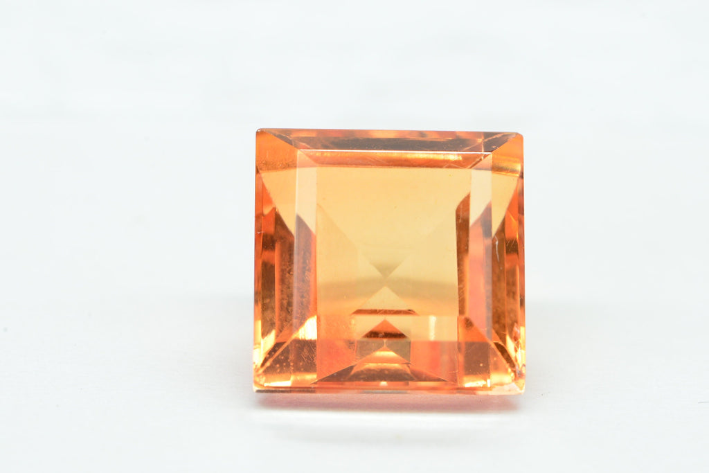 Orange Sapphire Gemstone: 13mm Princess Cut Lab-Created Stone