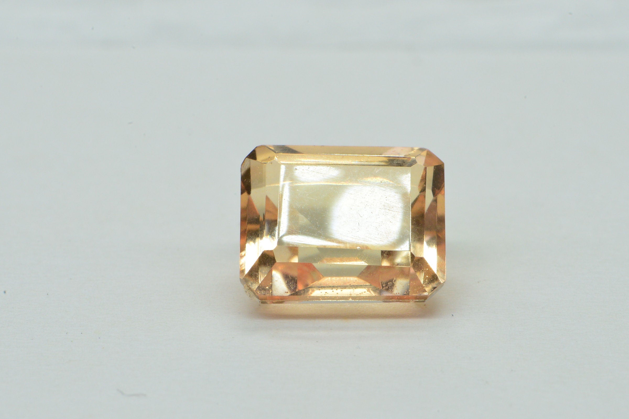 Morganite Light Peach Doublet Quartz  Faceted Emerald Cut Gemstone Loose 11X9mm