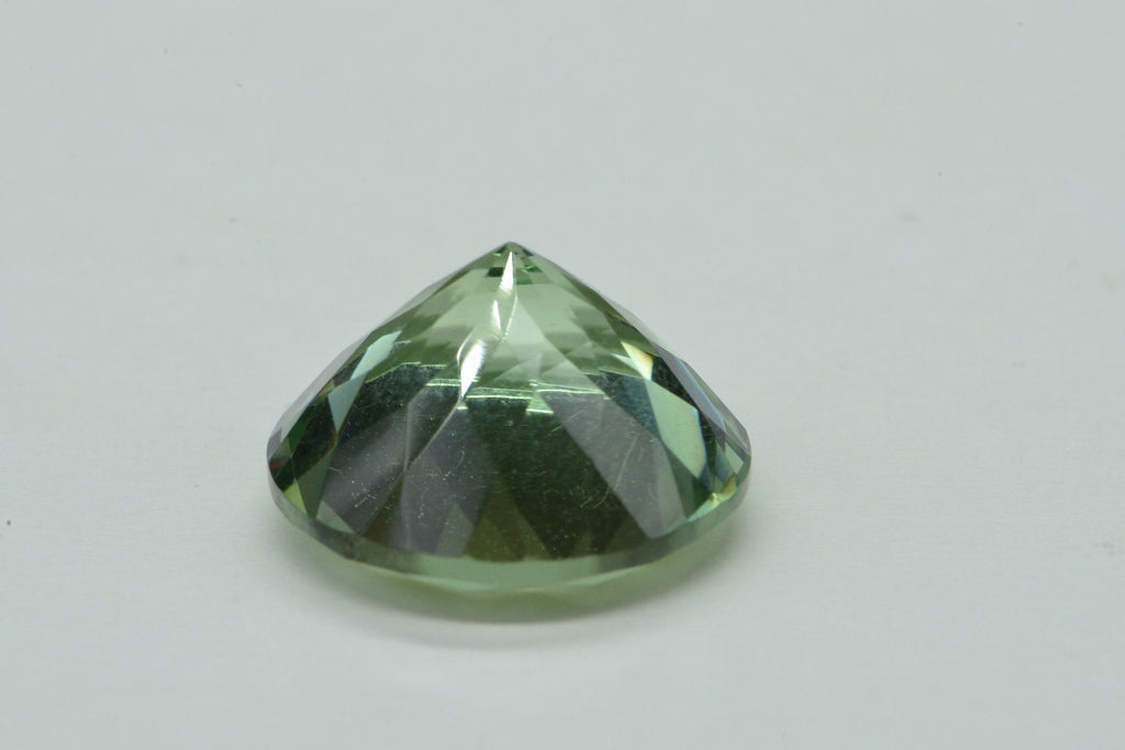 Natural Light Green Amethyst 15mm Round Diamond Cut  Loose Gemstone