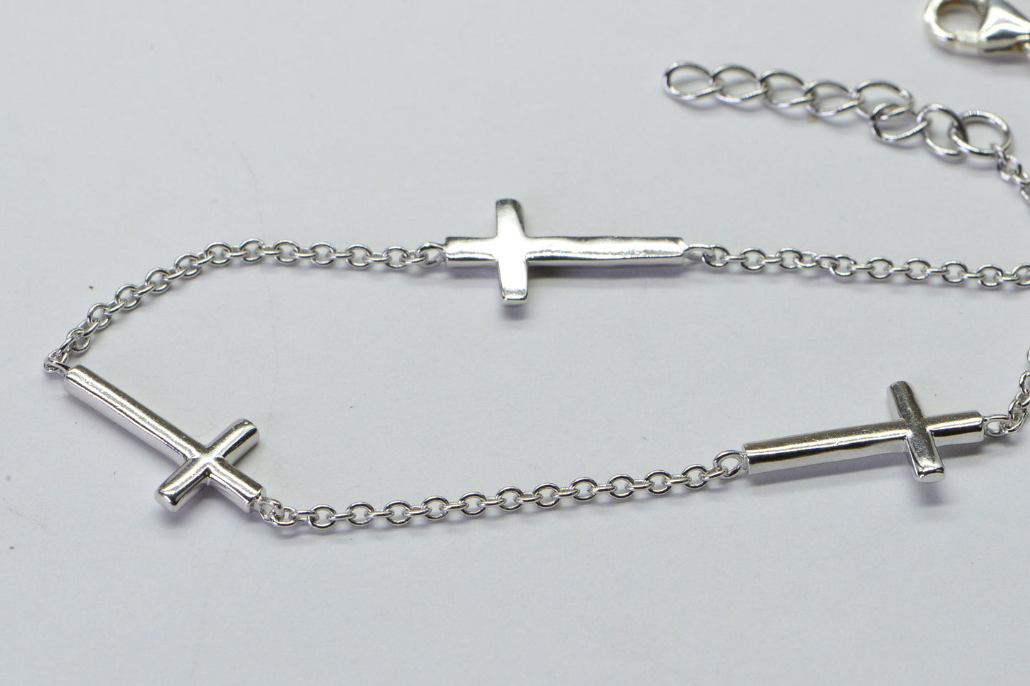 Sterling Silver Cross Charm Bracelet: Minimalist Religious Jewelry