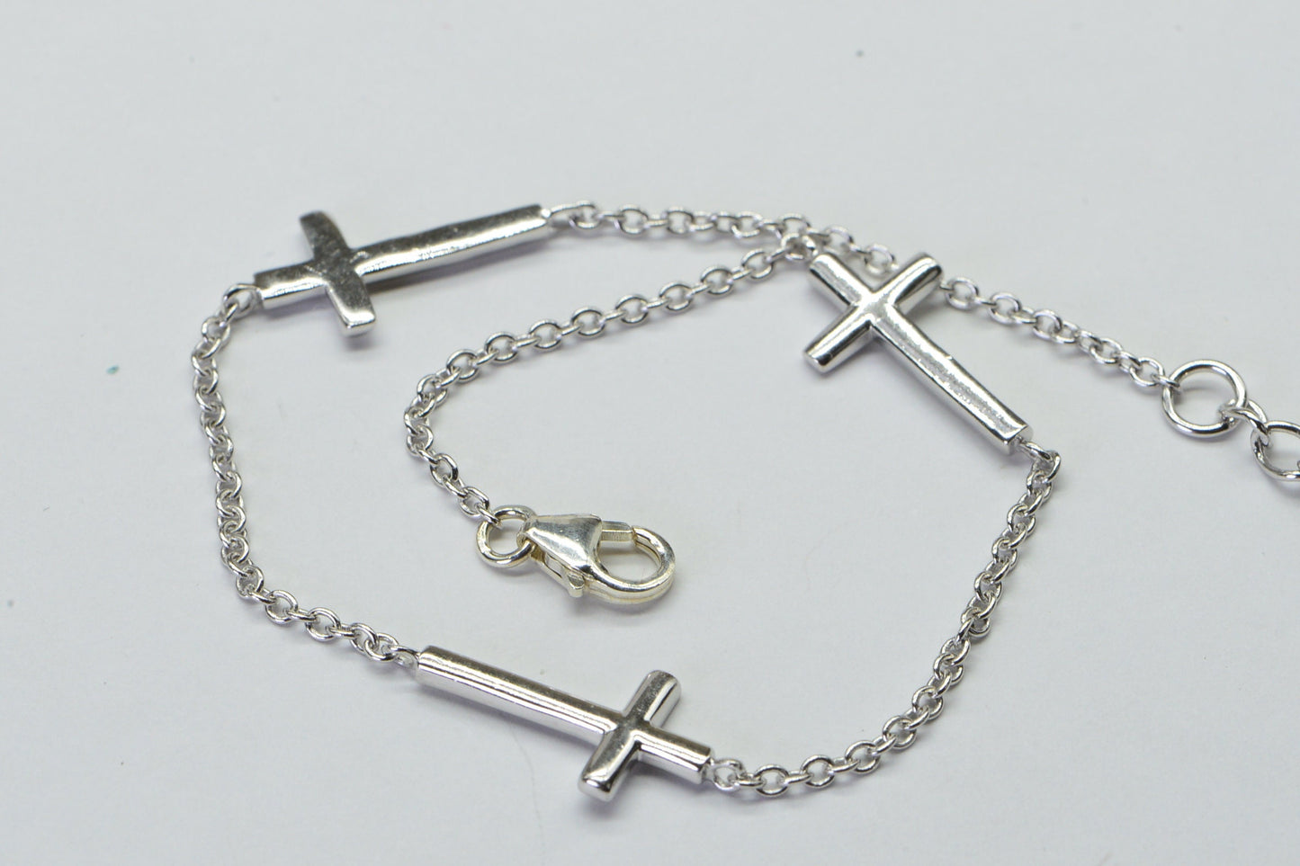Sterling Silver Cross Charm Bracelet: Minimalist Religious Jewelry