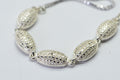 Sterling Silver Illusion Diamond Bolo Bracelet: Adjustable Oval Link