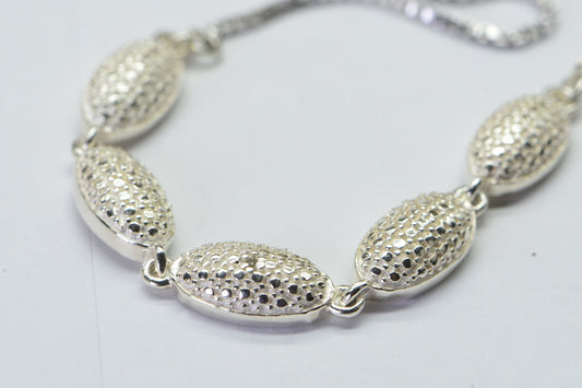 Sterling Silver Illusion Diamond Bolo Bracelet: Adjustable Oval Link