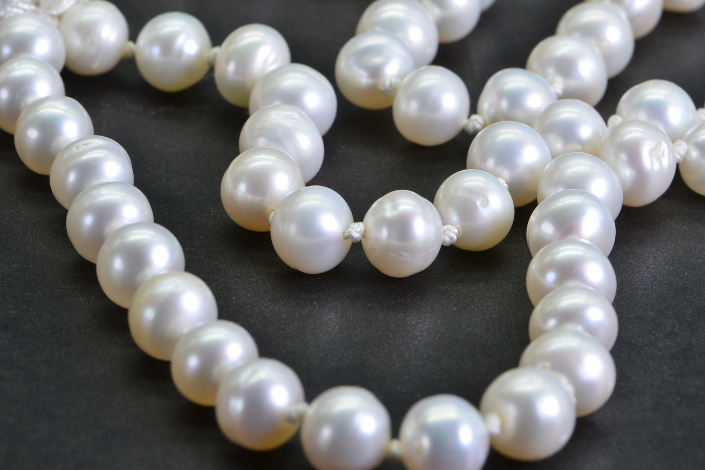 Freshwater Pearl Mala Necklace: Knotted Silk Tassel, 108 Beads