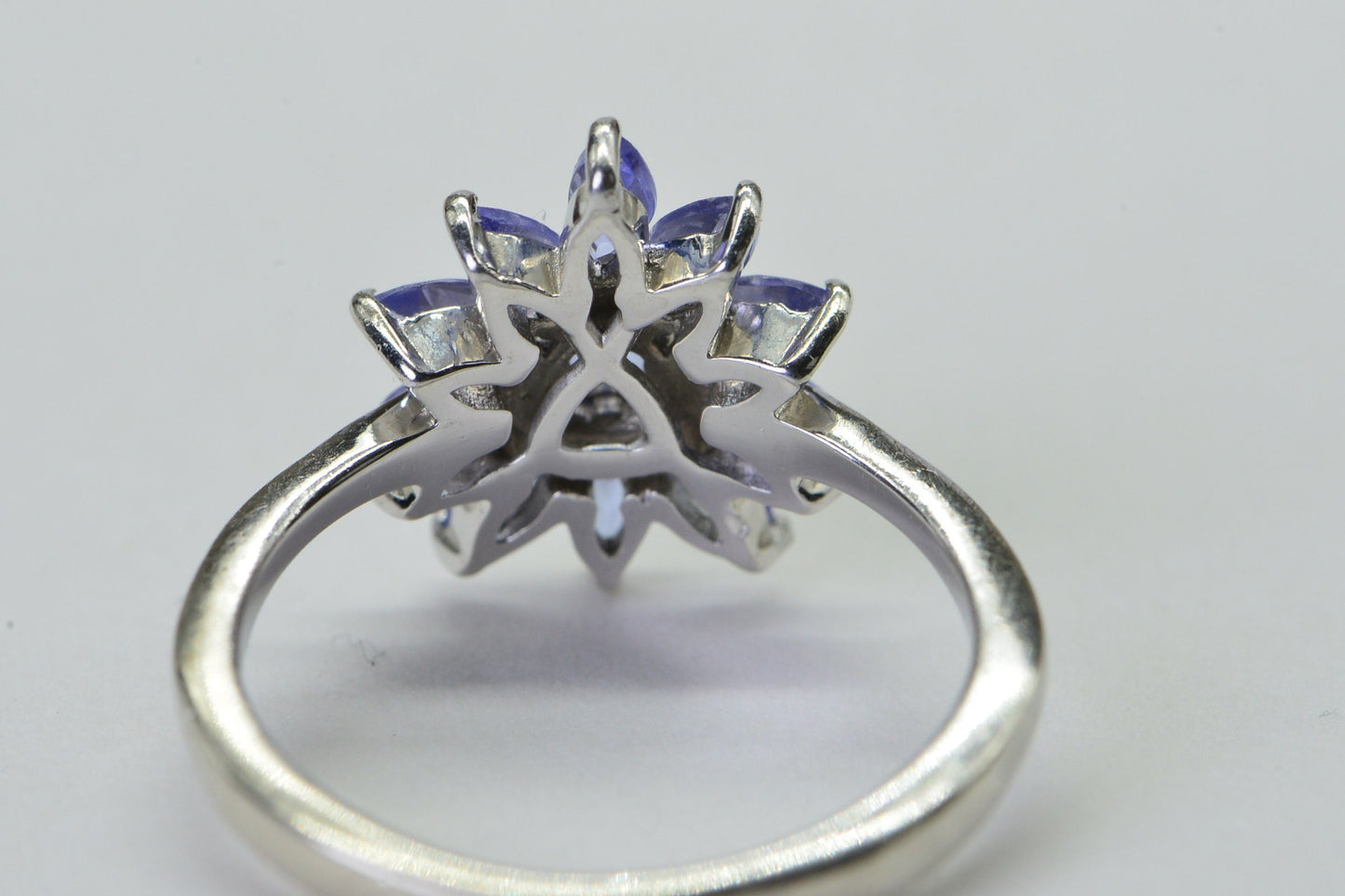 Genuine Tanzanite Flower Cluster Women Ring  Sterling Silver  Cocktail Ring Birthstone December
