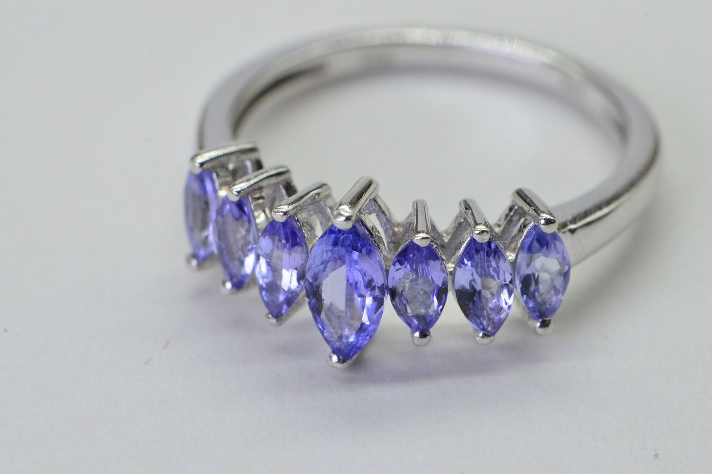 reserved Tanzanite Marquise Cluster Ring custom size 9 Sterling Silver Band, December Birthstone