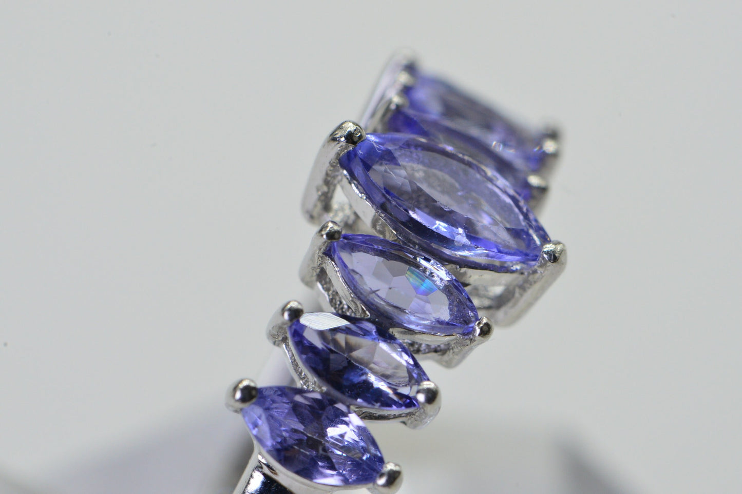 reserved Tanzanite Marquise Cluster Ring custom size 9 Sterling Silver Band, December Birthstone