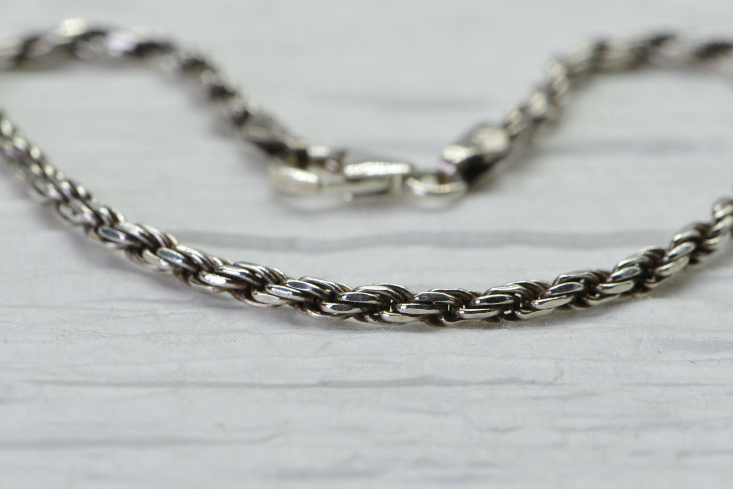 Sterling Silver Diamond Cut Rope Bracelet - Minimalist Chain (2.5mm)