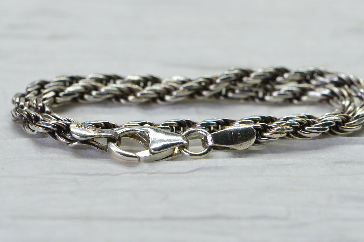 Sterling Silver Diamond Cut Rope Bracelet - Minimalist Chain (2.5mm)