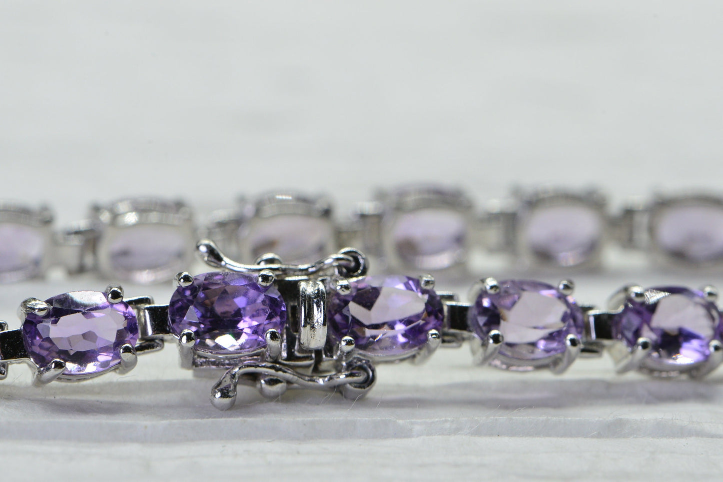 Rose De France Amethyst Tennis Bracelet, Sterling Silver, February Birthstone