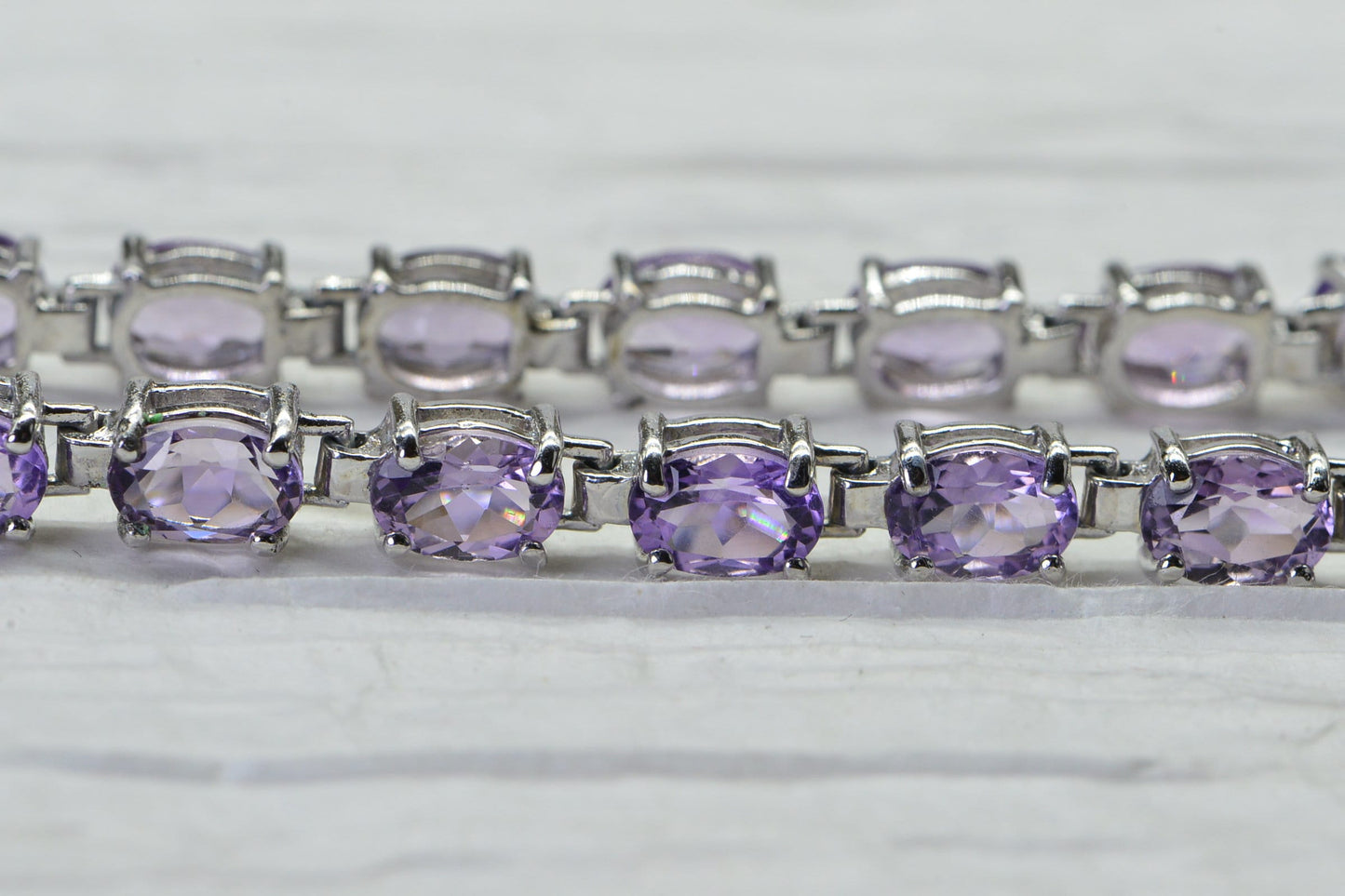 Rose De France Amethyst Tennis Bracelet, Sterling Silver, February Birthstone