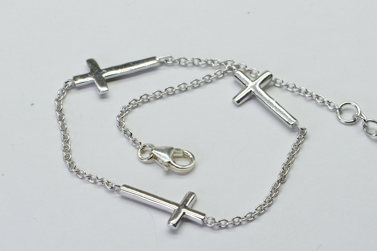 Sterling Silver Cross Charm Bracelet: Minimalist Religious Jewelry