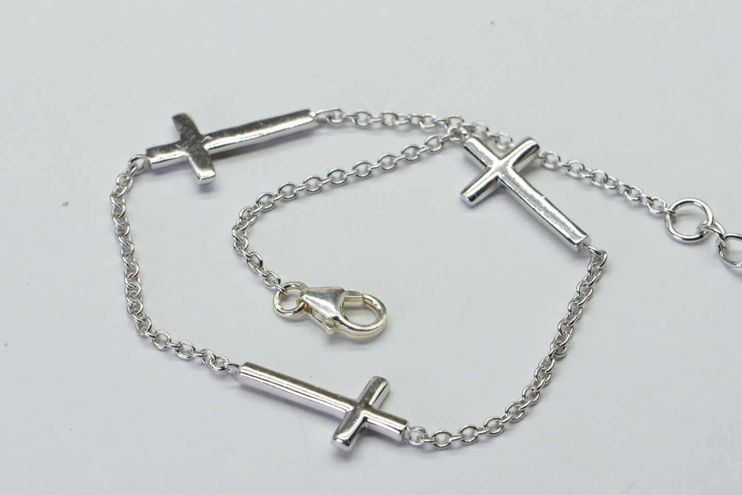 Sterling Silver Cross Charm Bracelet: Minimalist Religious Jewelry