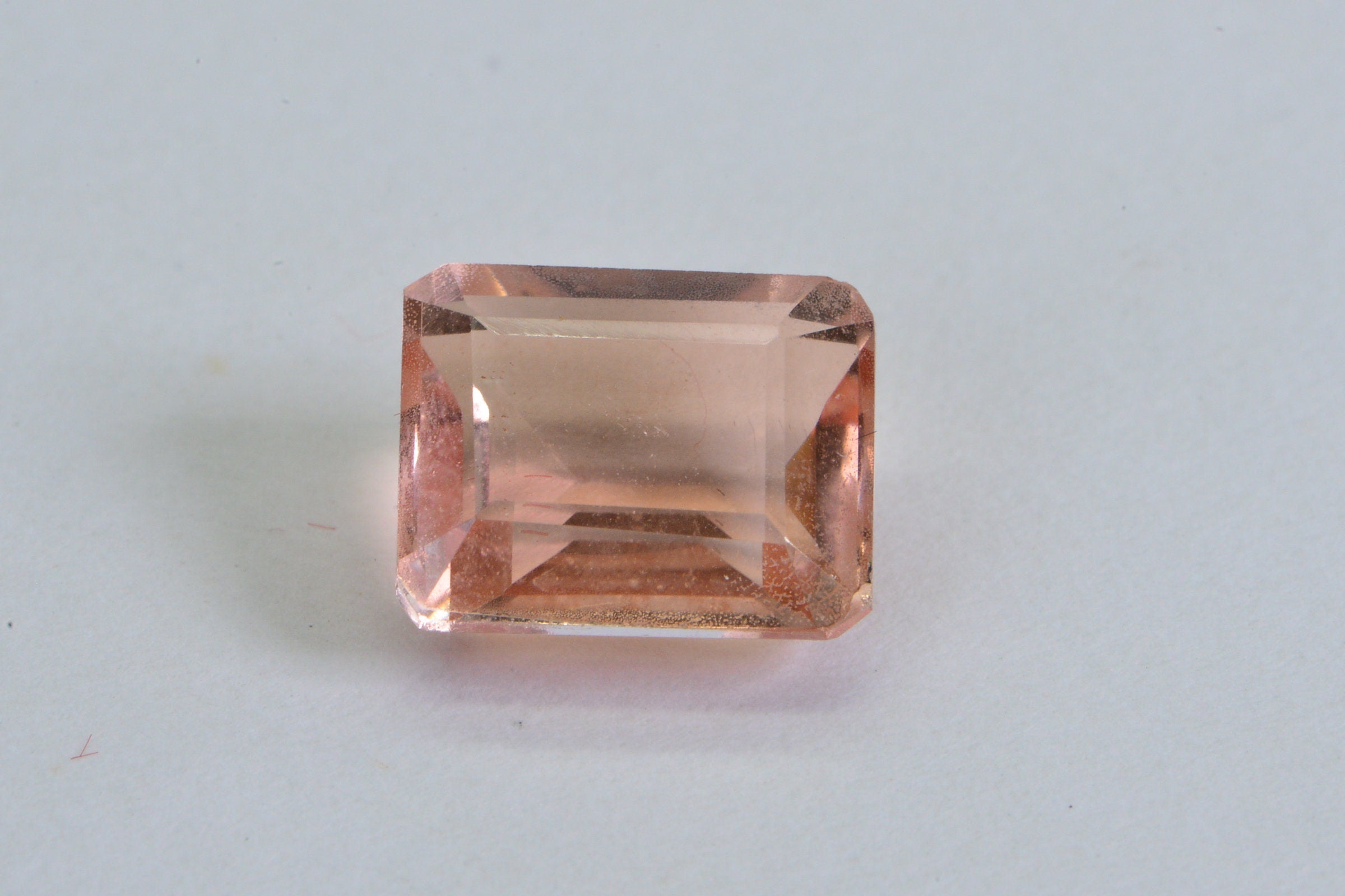 Morganite Pink Peach Doublet Quartz  Faceted Emerald Cut Gemstone Loose 10X8mm