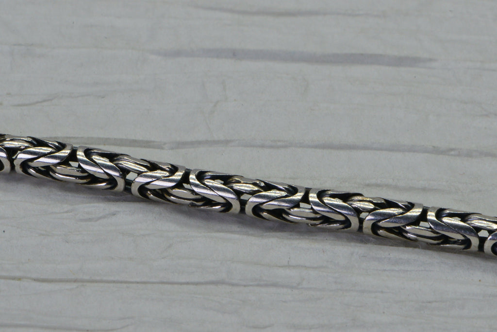 Vintage Sterling Silver Byzantine Bracelet: Heavy Italian Chain, 6 Inch