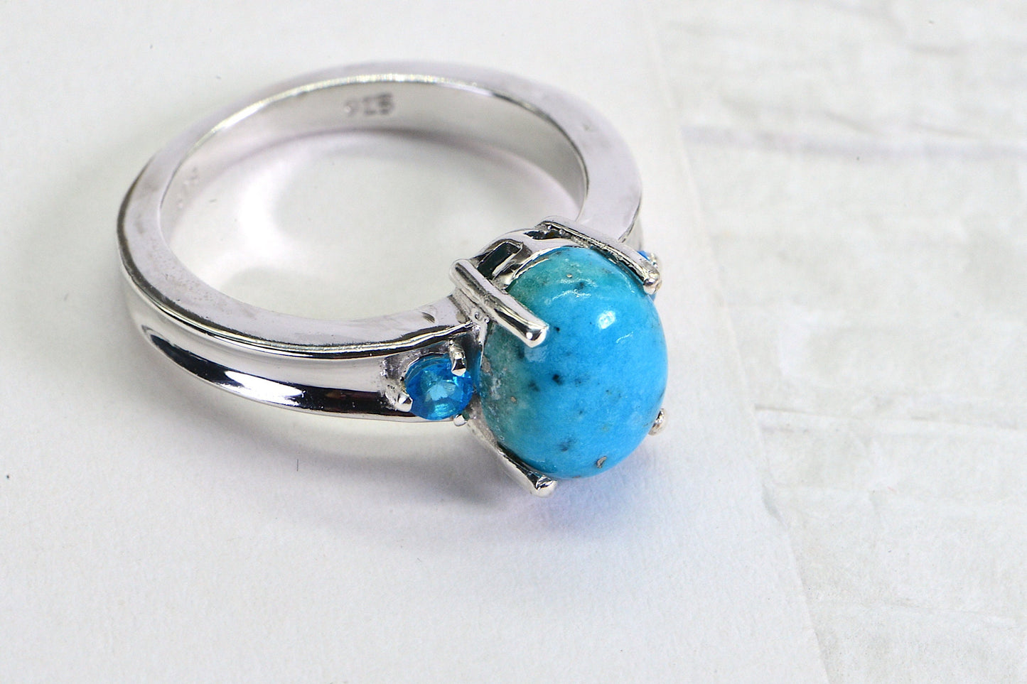Turquoise Apatite Ring: Sterling Silver Arizona Mine Gemstone