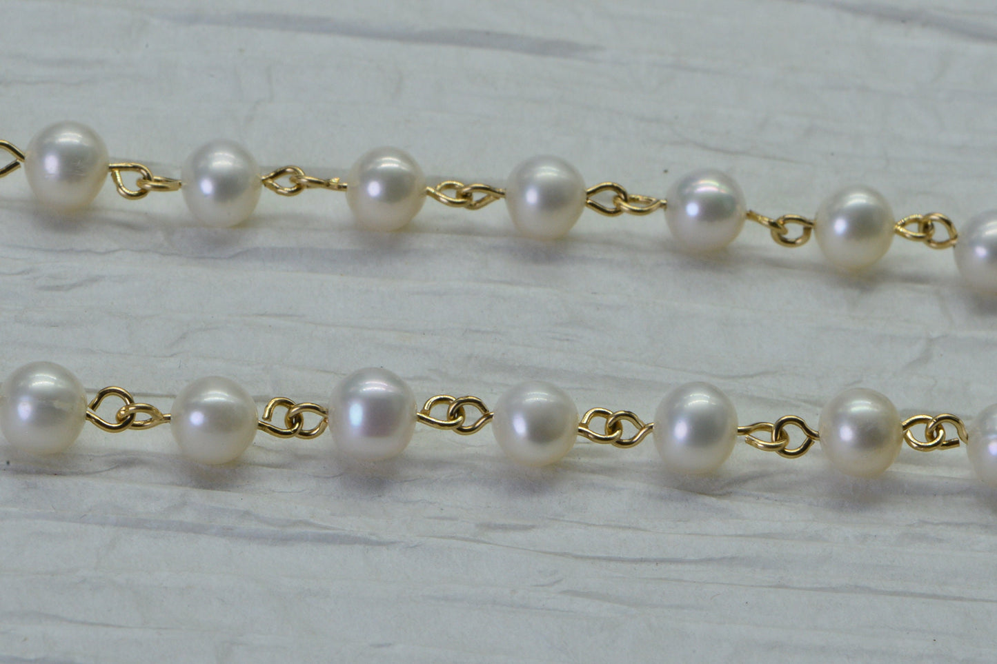 Freshwater Pearl Rosary Choker: 14K Yellow Gold Filled Wire Wrap