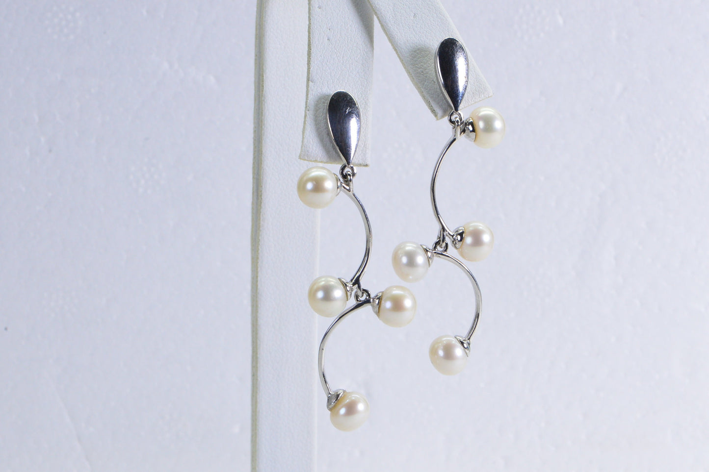 Tahitian Cultured Pearl Dangle Earrings: Sterling Silver Branch Wedding Jewelry
