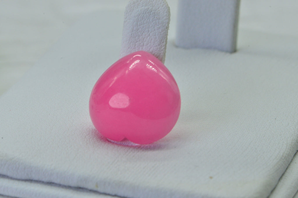 Pink Jade Hearts Cabochon 15mm