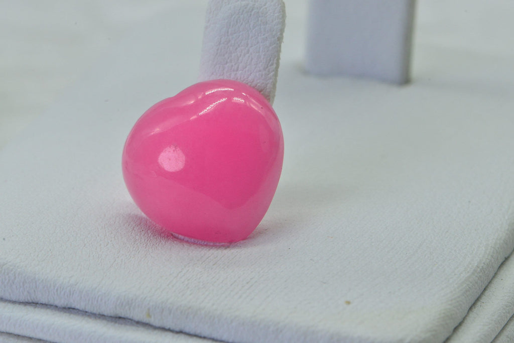 Pink Jade Hearts Cabochon 15mm