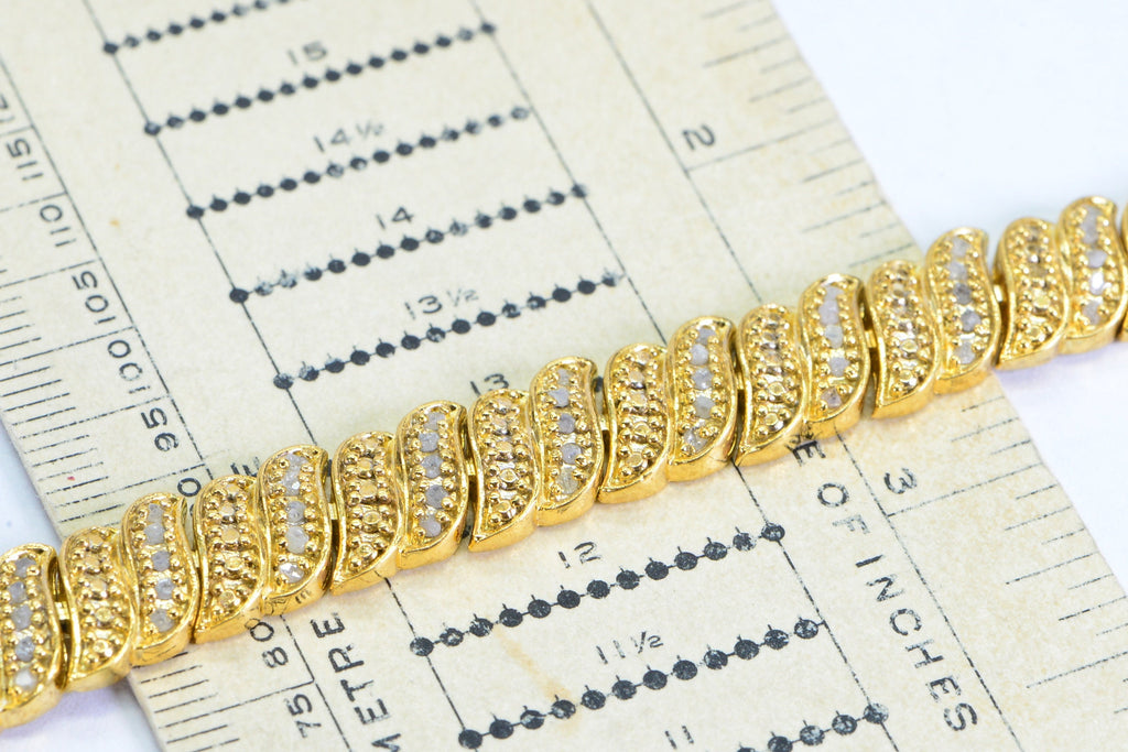 Vintage Diamond Tennis Bracelet: 24K Gold Over Sterling Silver