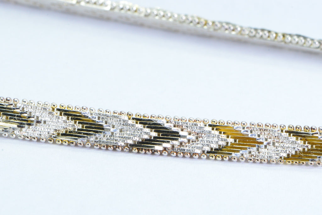 Vintage Italy Riccio Necklace: Sterling Silver Two-Tone Chevron Chain