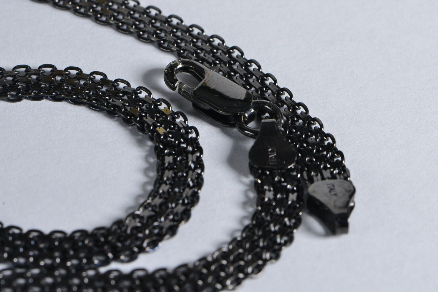 Black Gold Vermeil Bismarck Chain Necklace: Sterling Silver 925, 20 inch