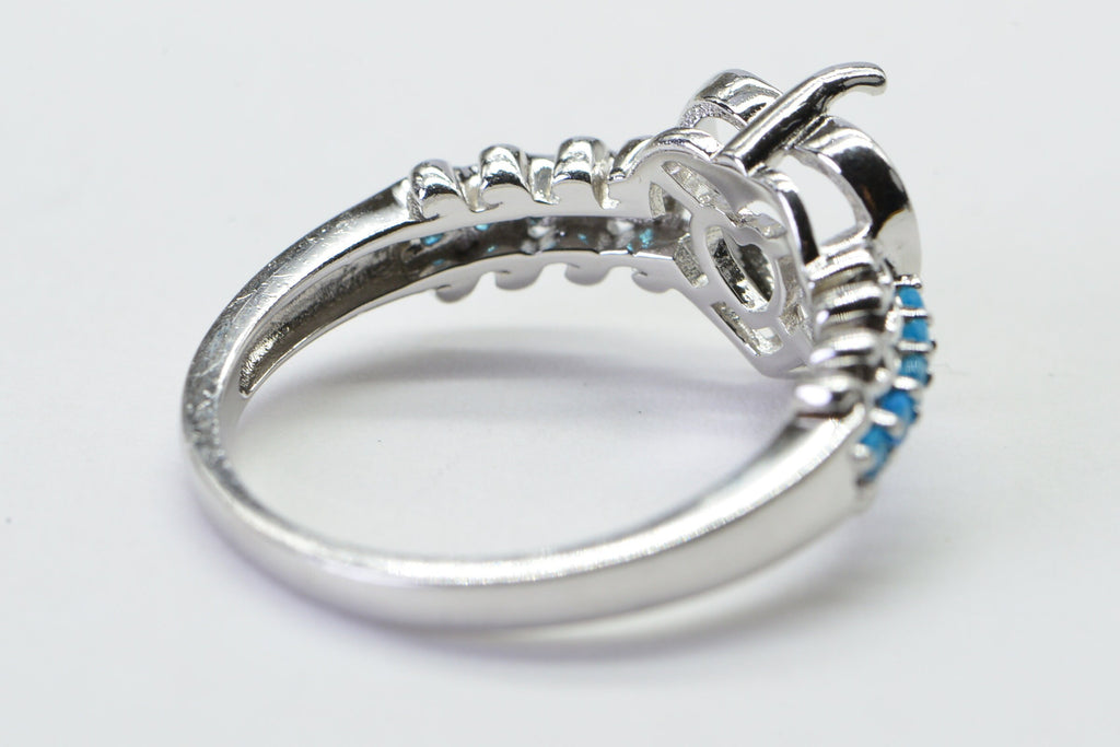 Sterling Silver Heart Ring Blank: 10mm Prong Setting, Size 8