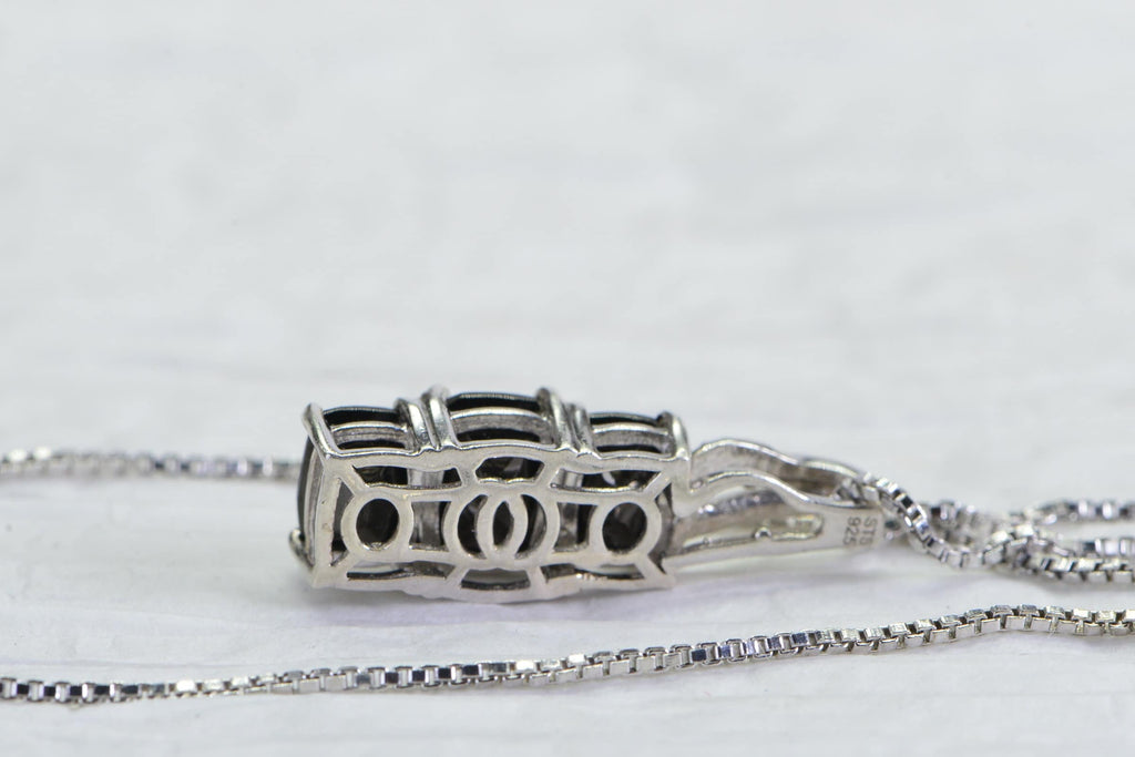 Emerald Cut Black Onyx Sterling Silver Pendant - Birthstone Jewelry