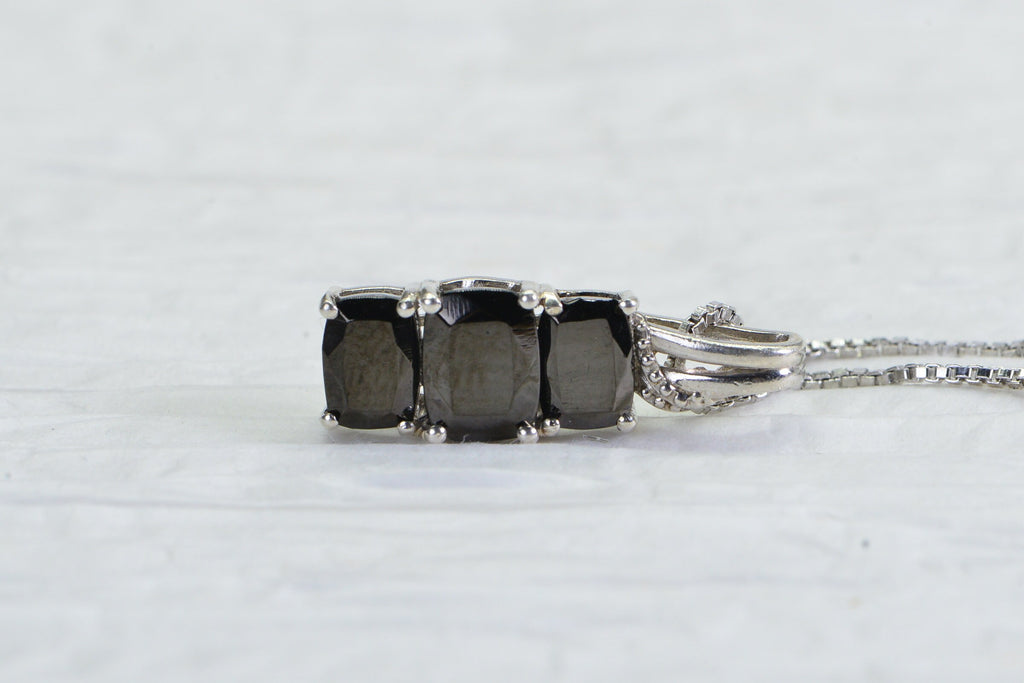 Emerald Cut Black Onyx Sterling Silver Pendant - Birthstone Jewelry