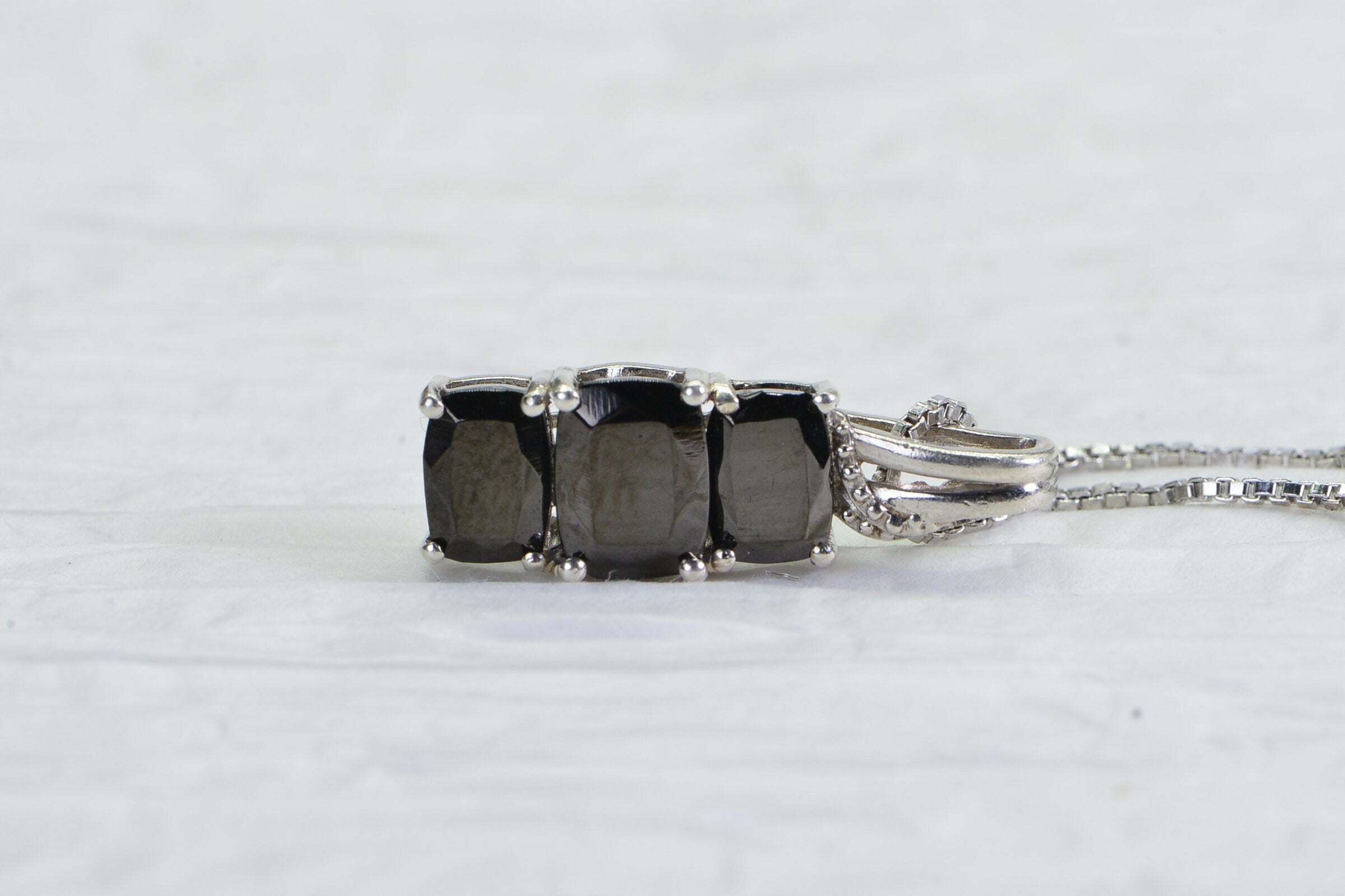 Emerald Cut Black Onyx Sterling Silver Pendant - Birthstone Jewelry