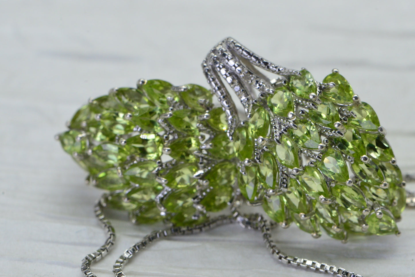 Peridot Pendant Necklace Ring Set: Sterling Silver Olive Green Jewelry
