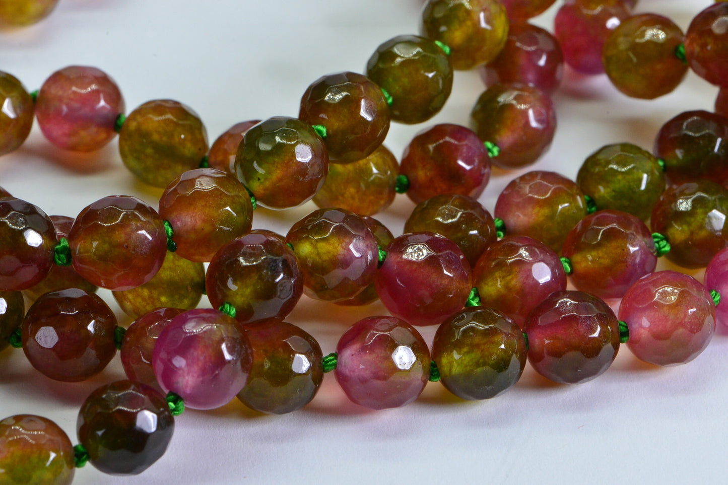 Watermelon Tourmaline 108 Bead Mala Necklace: Knotted Gemstone Yaga Gift