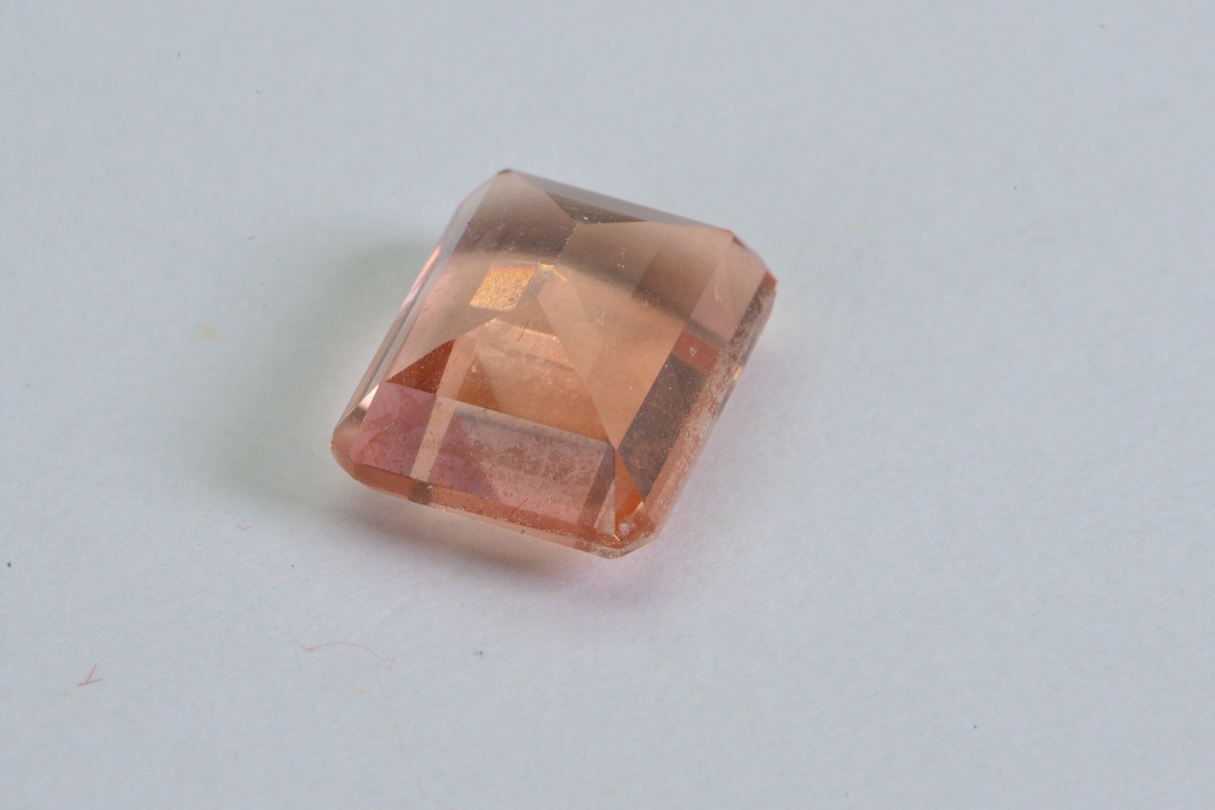 Morganite Pink Peach Doublet Quartz  Faceted Emerald Cut Gemstone Loose 10X8mm