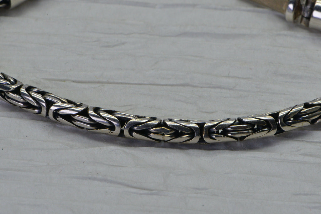 Vintage Sterling Silver Byzantine Bracelet: Heavy Italian Chain, 6 Inch