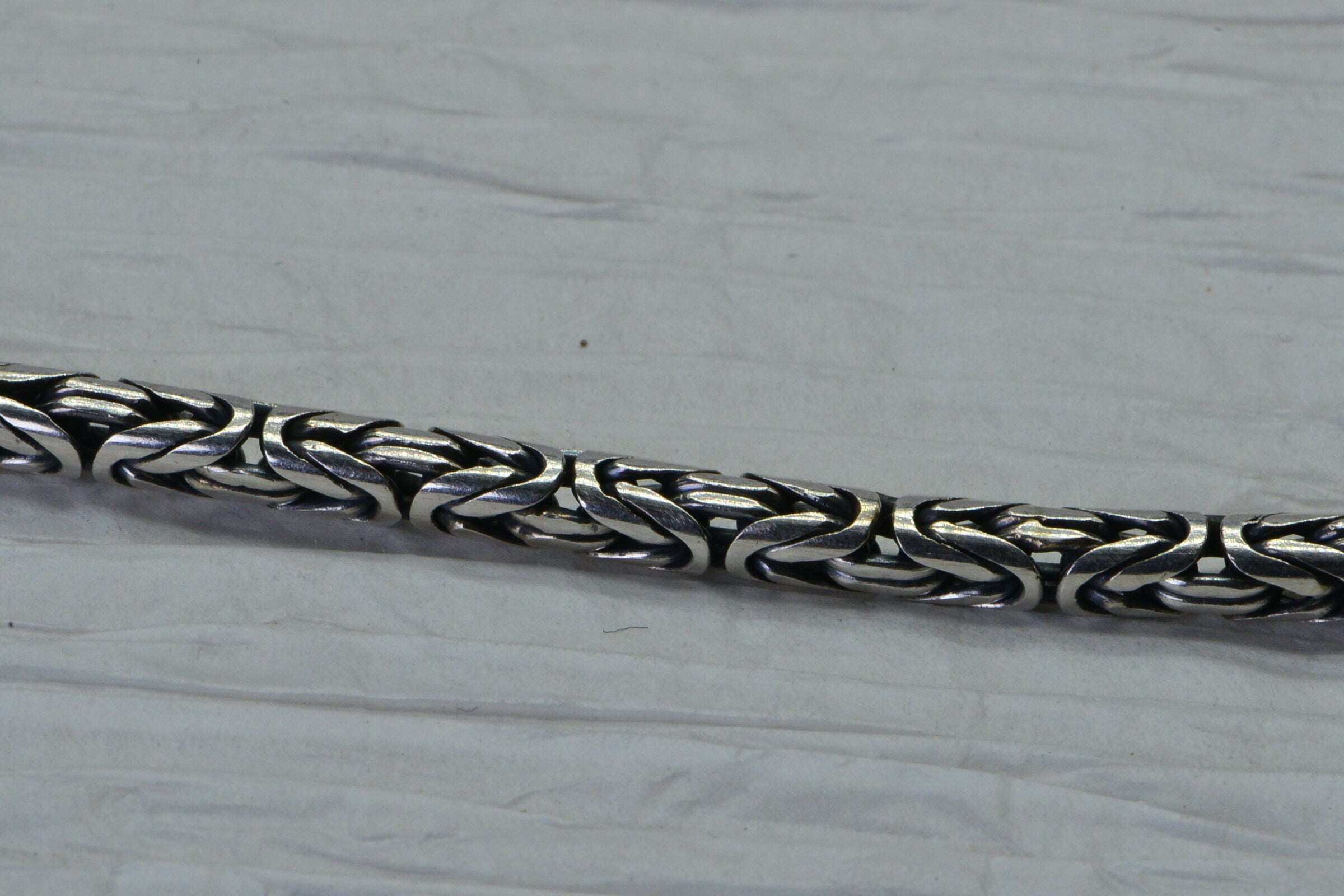 Vintage Sterling Silver Byzantine Bracelet: Heavy Italian Chain, 6 Inch