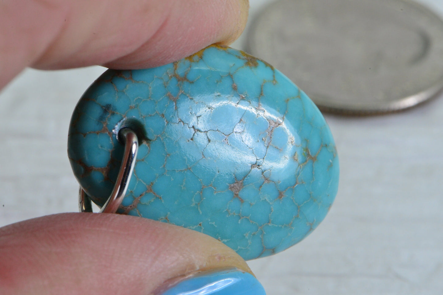 Handmade Kingman Turquoise Pendant: Oval Sterling Silver, Arizona Gemstone
