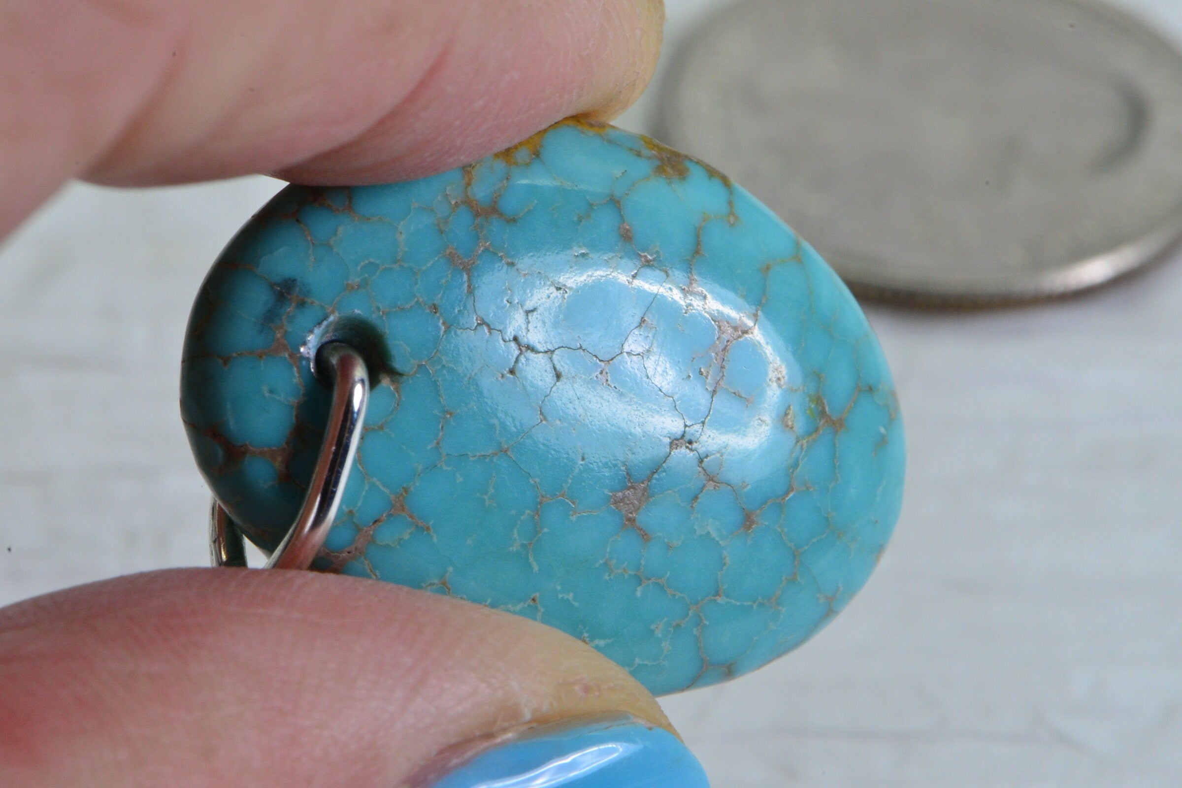 Handmade Kingman Turquoise Pendant: Oval Sterling Silver, Arizona Gemstone