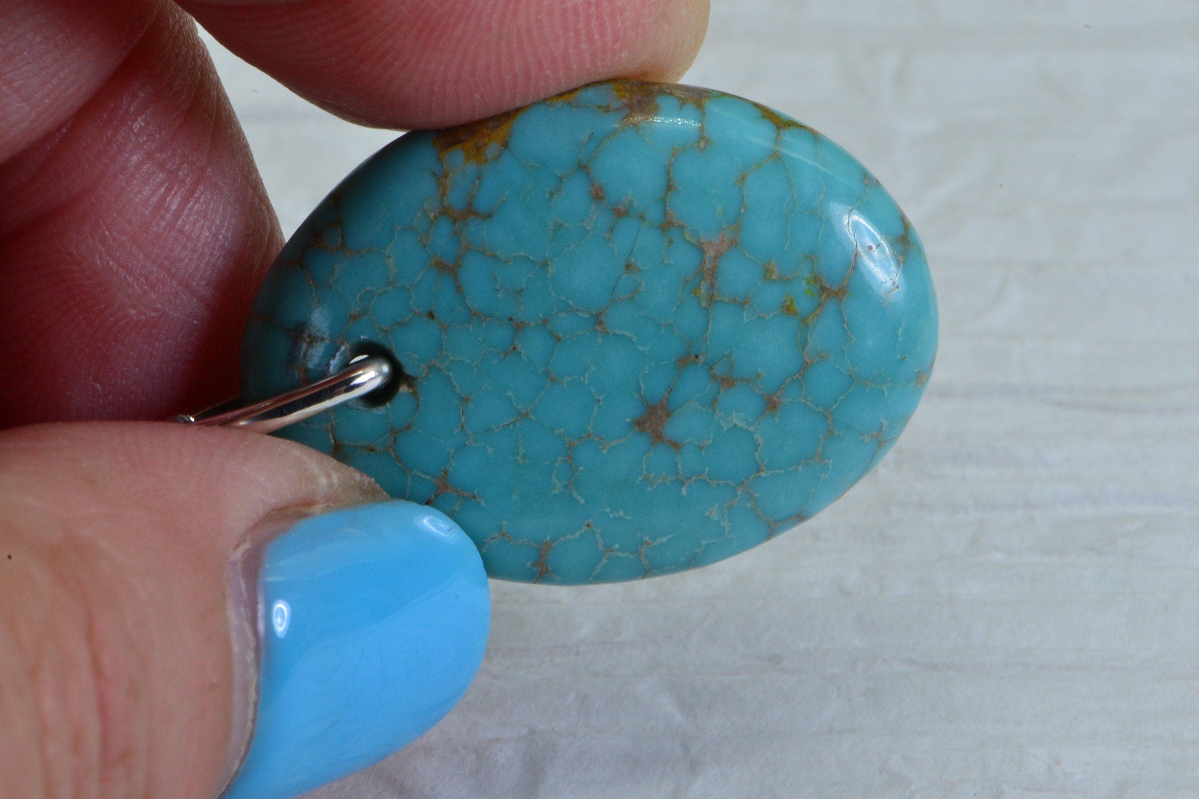 Handmade Kingman Turquoise Pendant: Oval Sterling Silver, Arizona Gemstone
