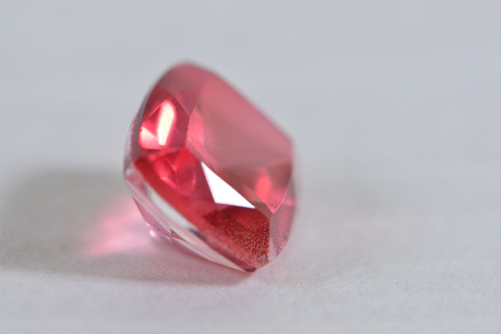 Pink Orange Tourmaline Quartz Doublet: Emerald Cut Loose Gemstone (12x10mm)