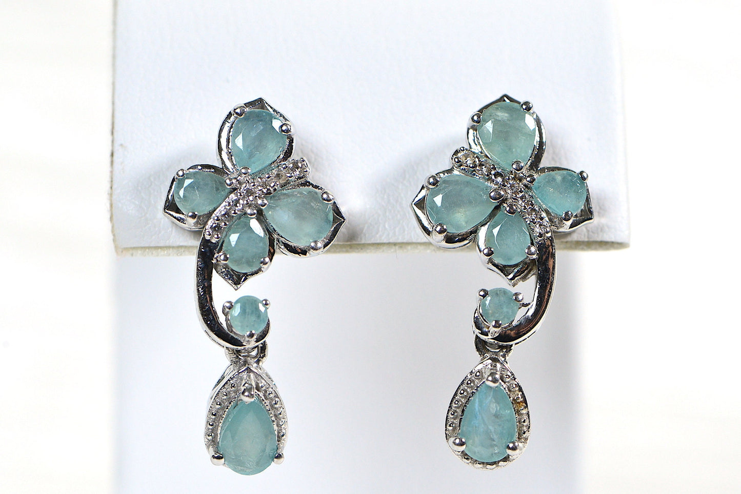 Butterfly Grandidierite Teardrop Earrings: Diamond Platinum over Sterling Silver