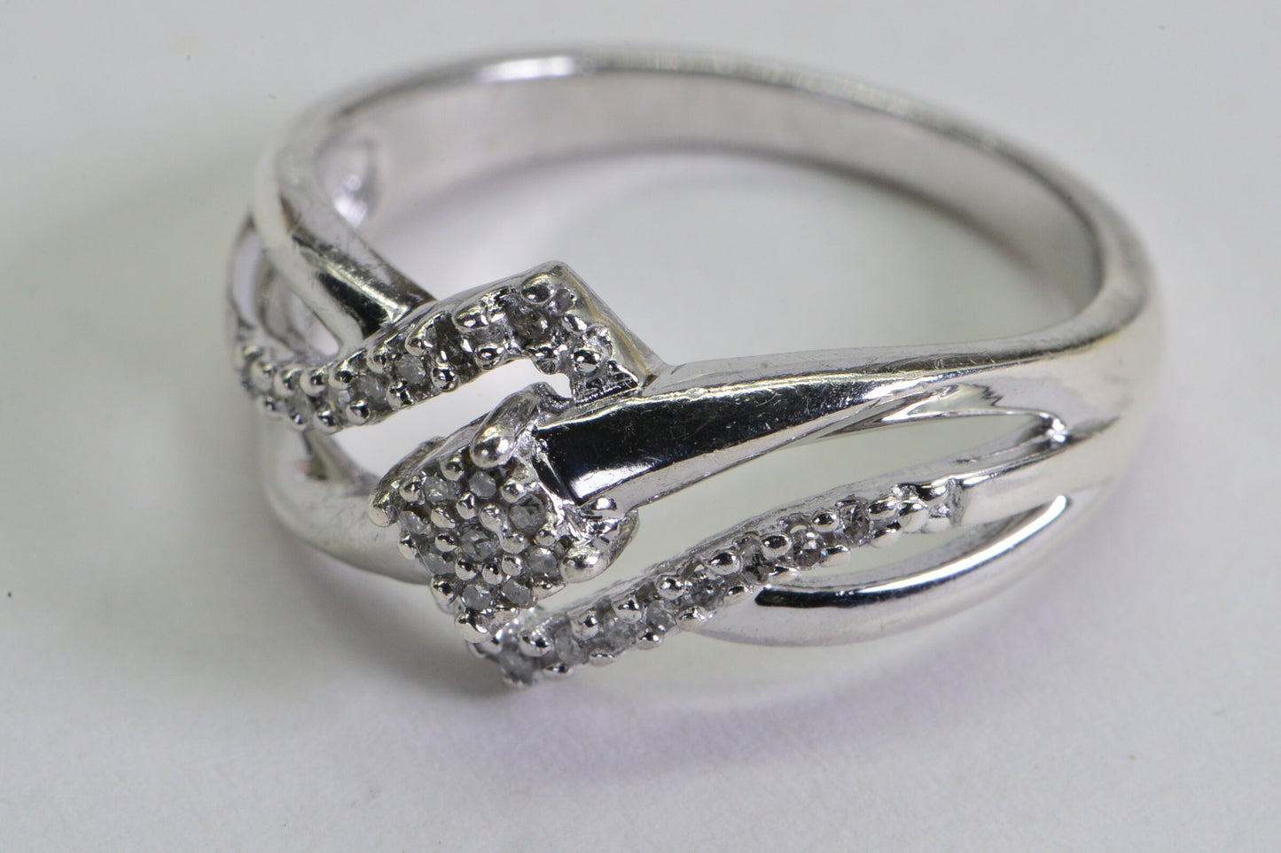 Real Diamond Crossover Ring: Sterling Silver Multi-Row Wedding Band