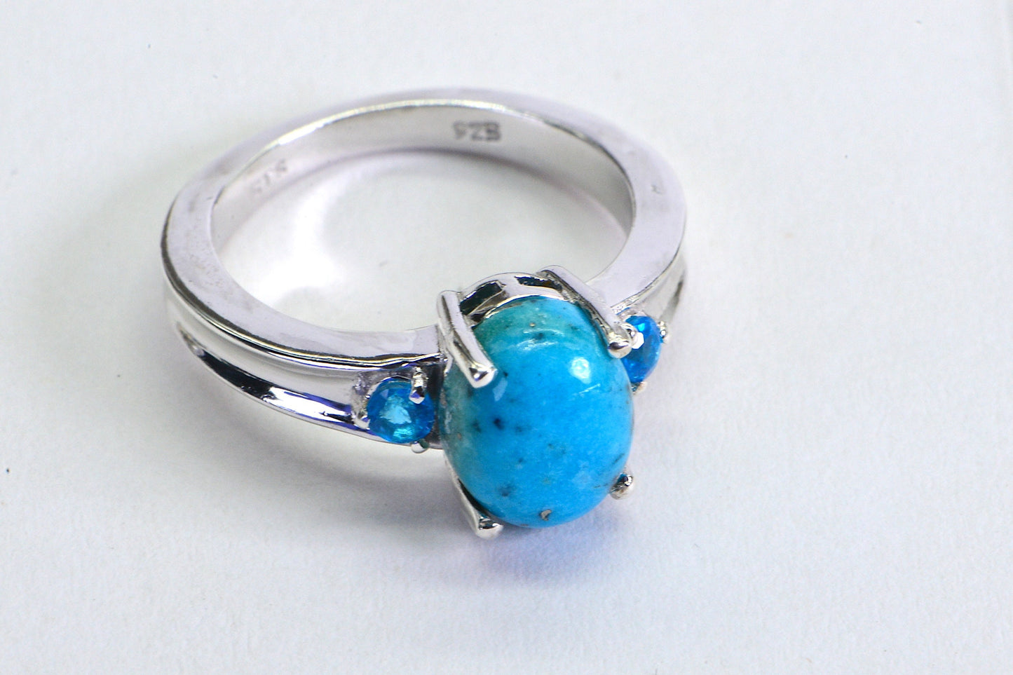 Turquoise Apatite Ring: Sterling Silver Arizona Mine Gemstone