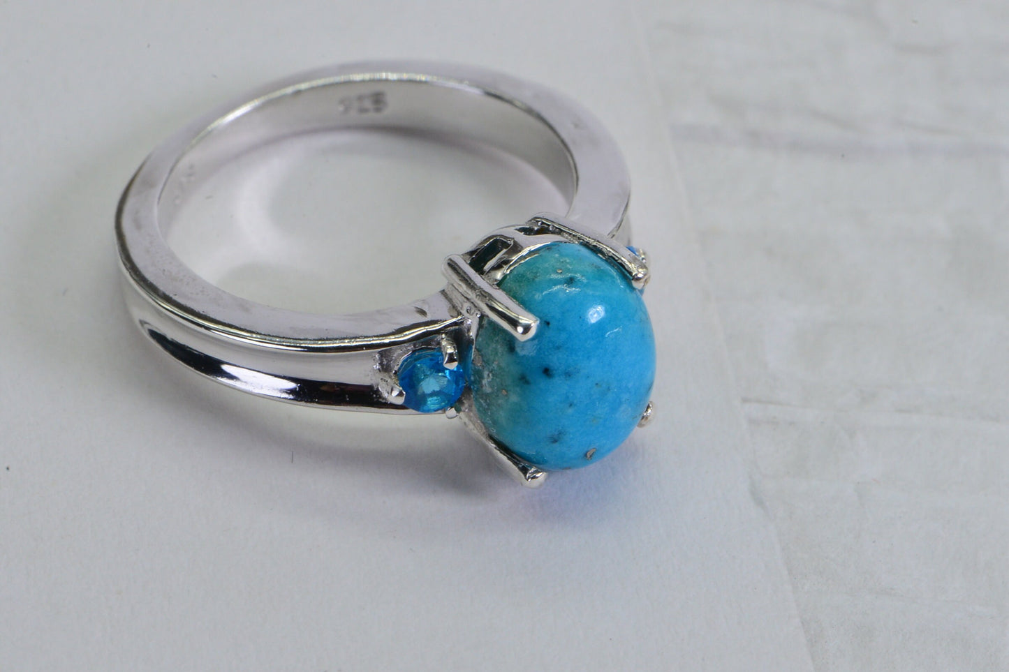 Turquoise Apatite Ring: Sterling Silver Arizona Mine Gemstone