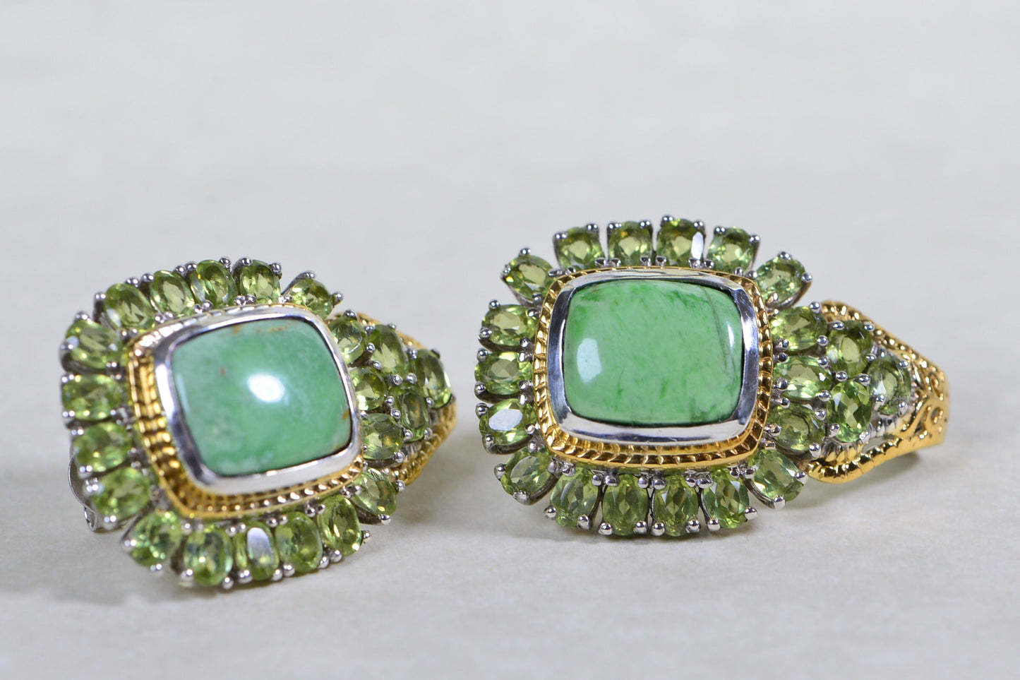 Vintage Green Turquoise Peridot Earrings: 24K Gold Vermeil Sterling Silver