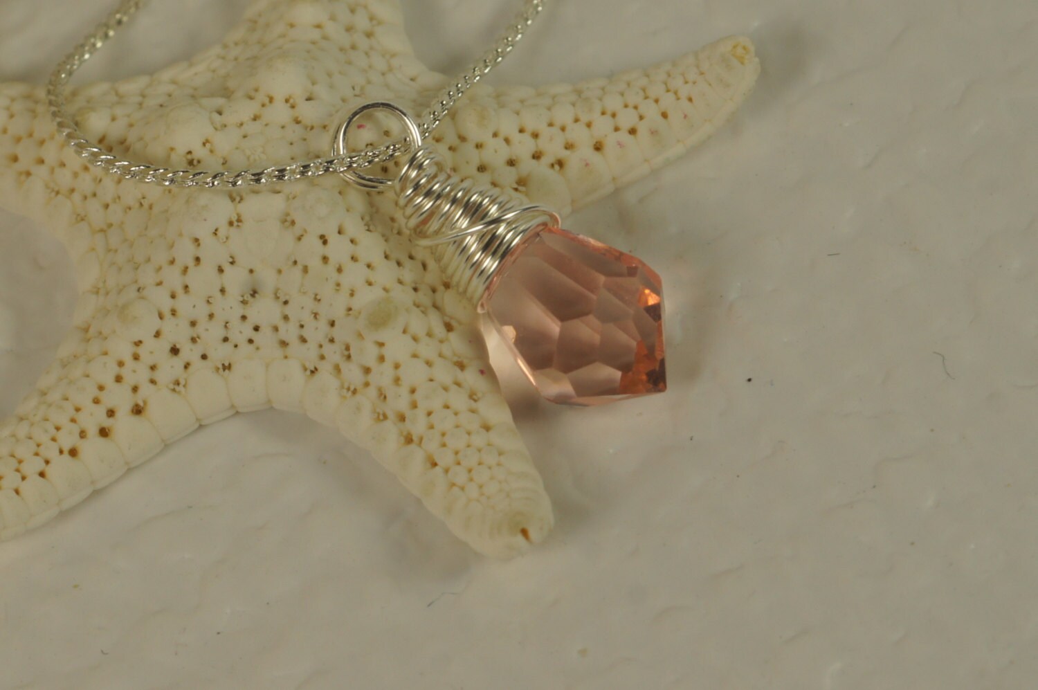 Wire wrapped Briolette Salmon Pink Briolette. Wired Beads. Add Dangle.