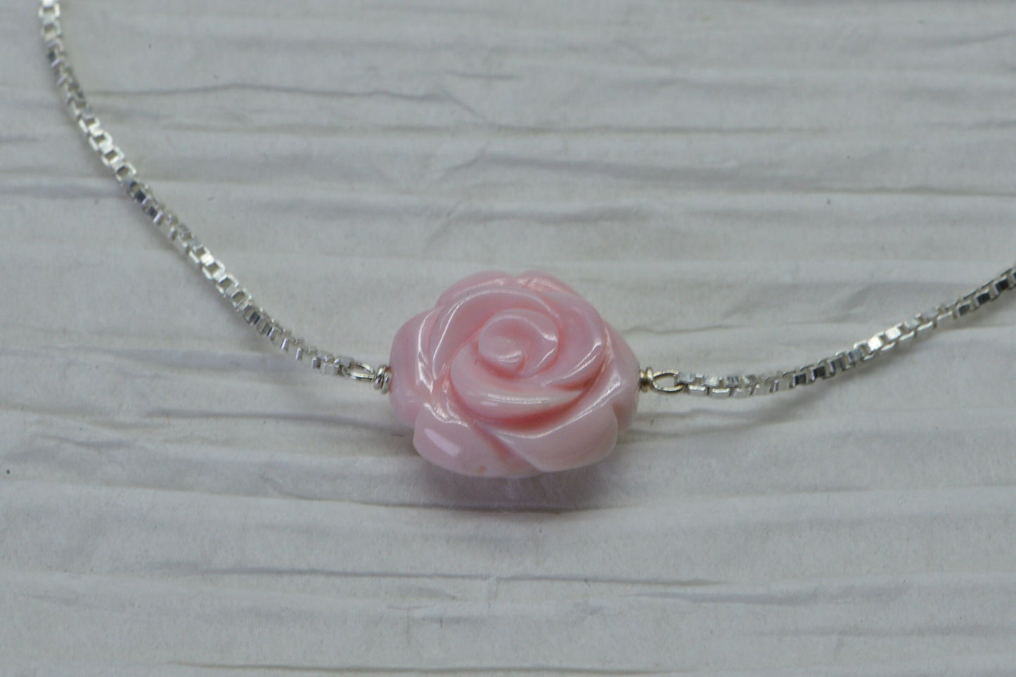 Queen Conch Pink Rose Sterling Silver Anklet - 9 inch