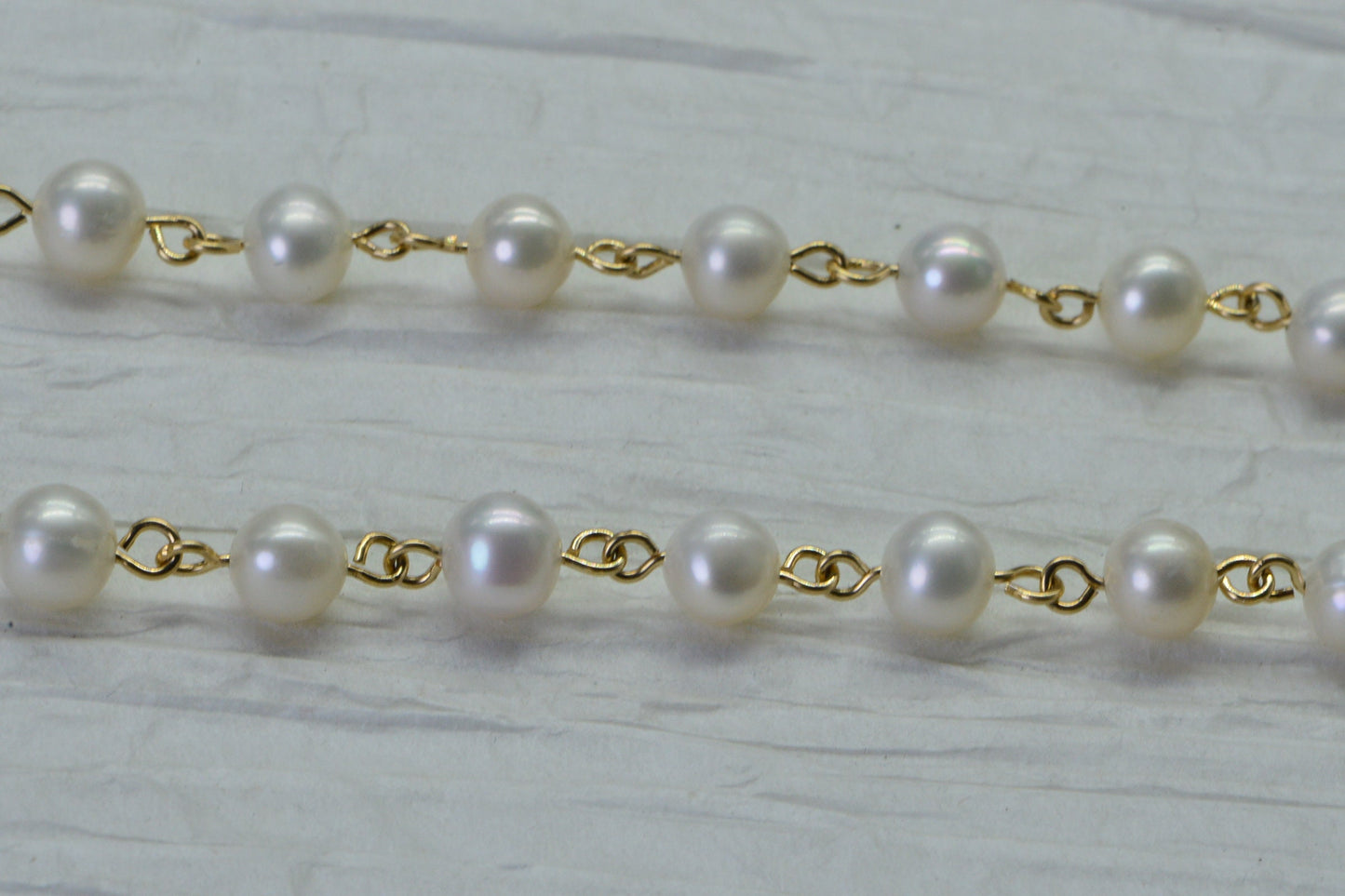 Freshwater Pearl Rosary Choker: 14K Yellow Gold Filled Wire Wrap
