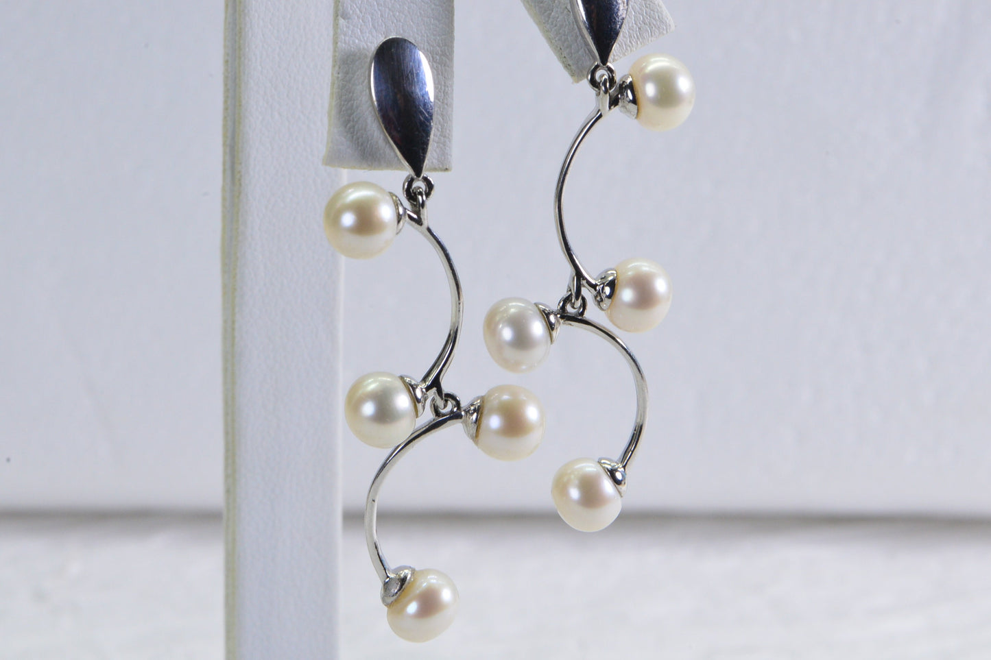 Tahitian Cultured Pearl Dangle Earrings: Sterling Silver Branch Wedding Jewelry