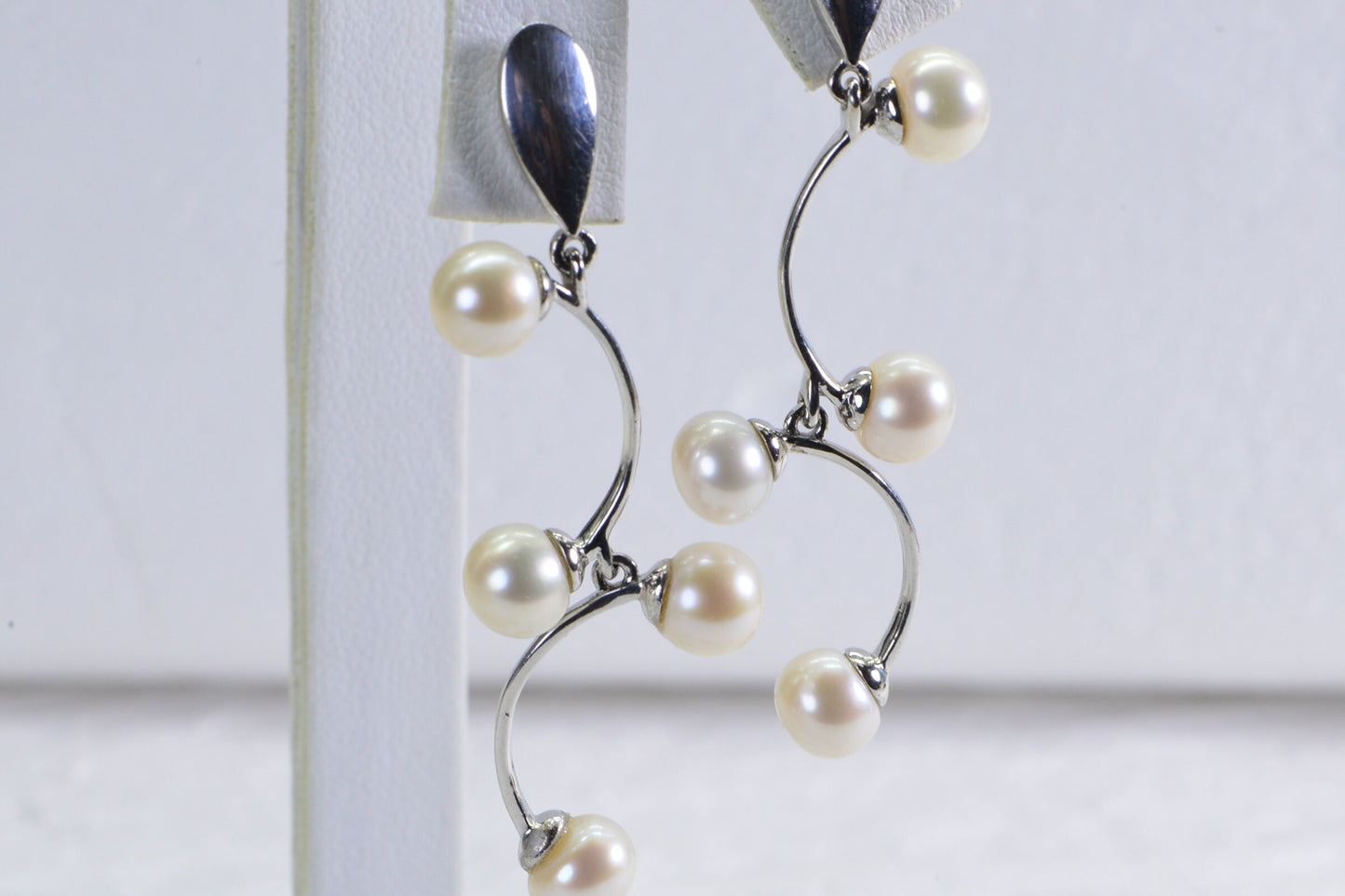 Tahitian Cultured Pearl Dangle Earrings: Sterling Silver Branch Wedding Jewelry
